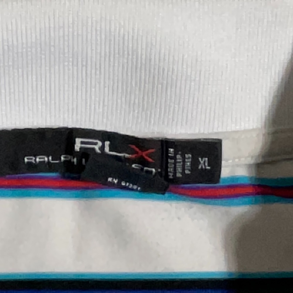 RLX Ralph Lauren Polo Men XL Athletic Fit White Striped Golf Performance Preppy - Picture 4 of 10